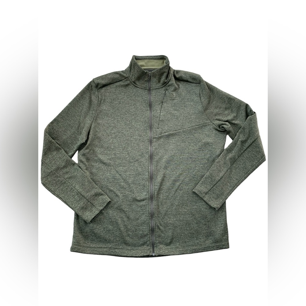 Salomon Men’s Size XL Extra Large Olive Green Full Zip Fleece Performance Jacket